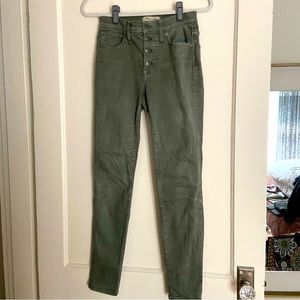 Madewell 9 inch high-rise skinny olive jeans